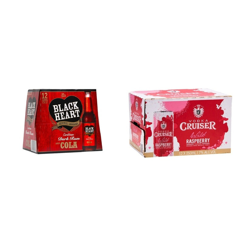 Cruiser Raspberry & Black heart rum - 12 pck