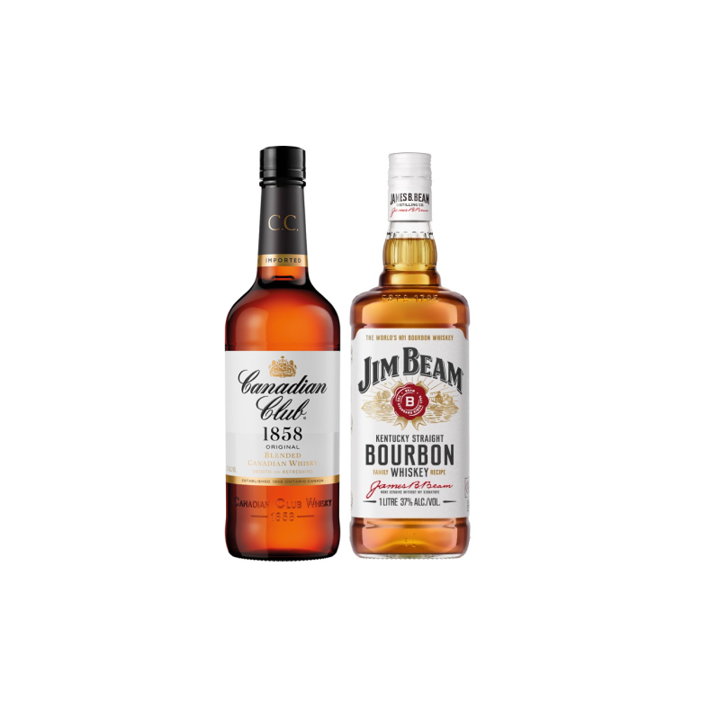 Jim Beam 1 litre or Canadian Club 1 Litre