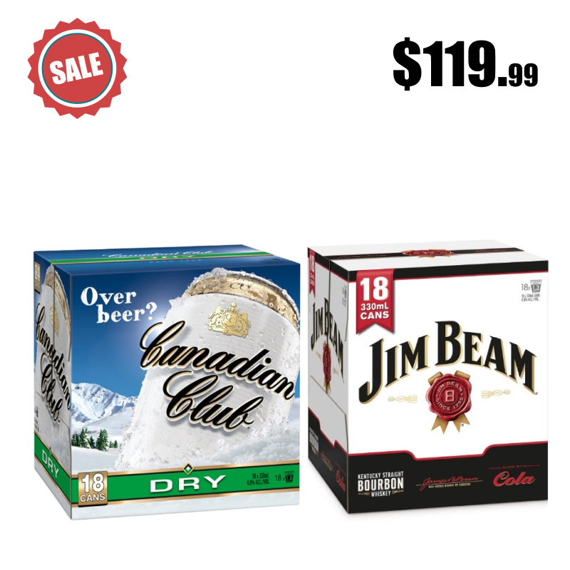 Jim Beam & Canadian Club 4.8% 330ml 18 pack