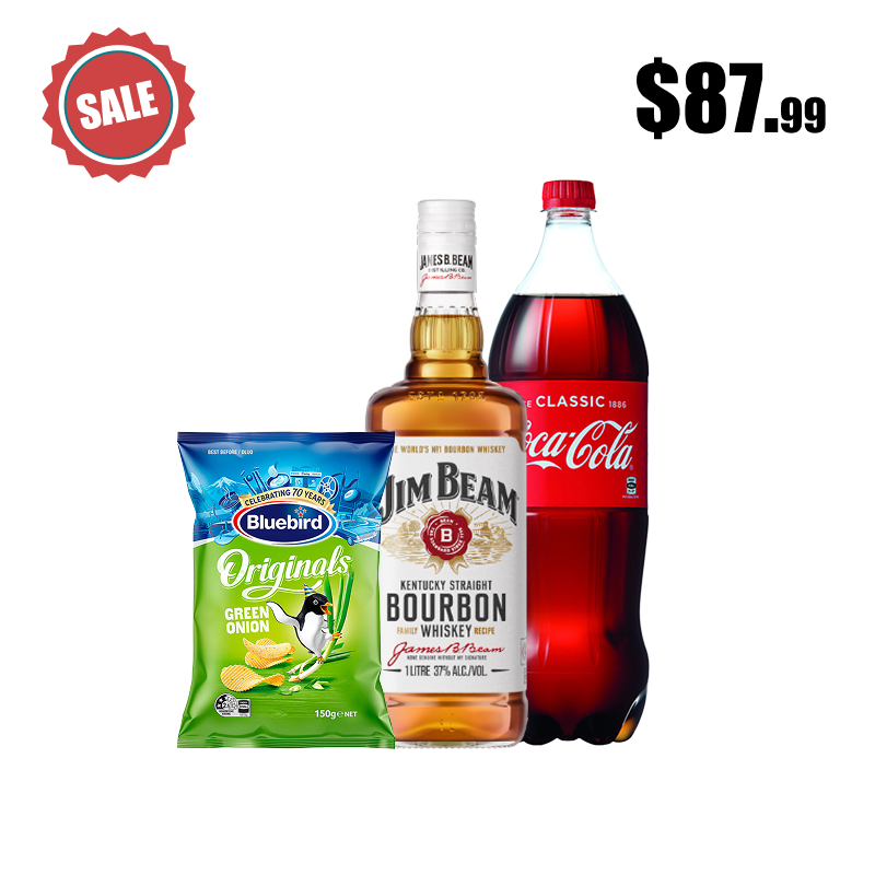 Jim beam 1l with Coke & Chips