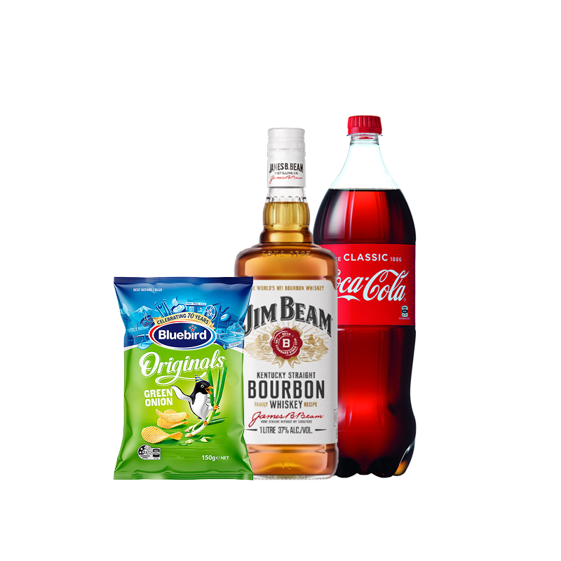 Jim beam 1l with Coke & Chips