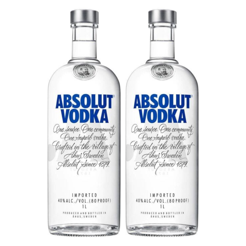 Absolute Vodka 1 Litre - Pair