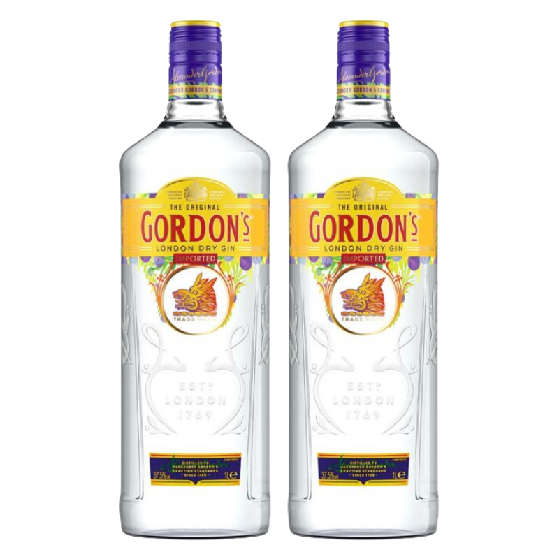 Gordons Gin 37% 1Ltr - Pair