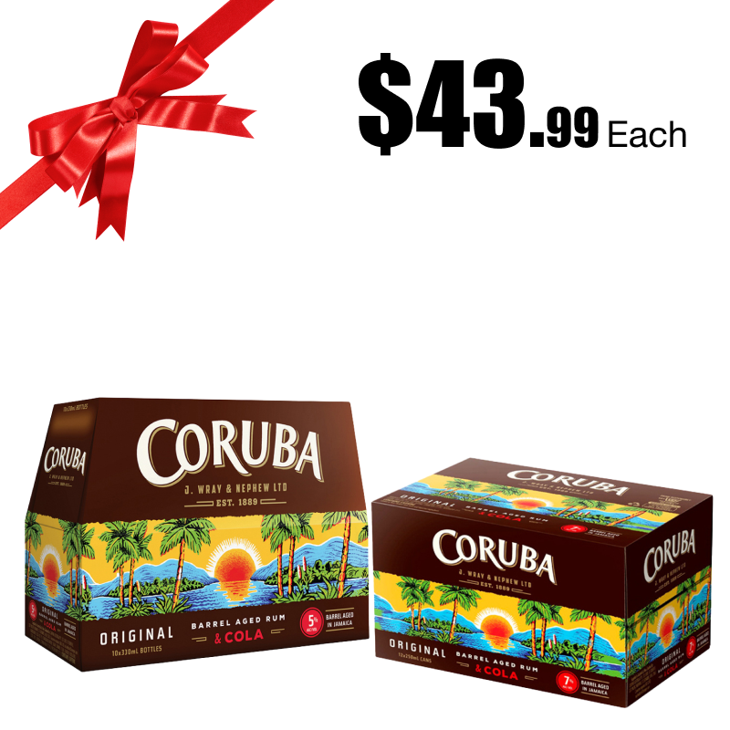 Coruba and Cola % 250ml 12pk cans, 5% 10pk bottles