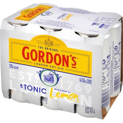 Gordons G&T 7% 6x250ml Cans