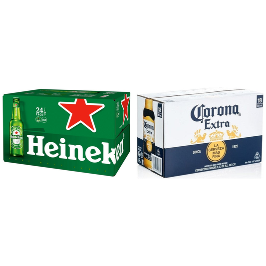 Heineken 24pk Btls + Corona Extra 18pk Btl
