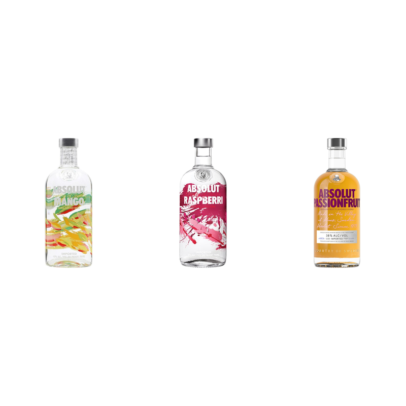 Absolut Mango 700ml + Absolut Raspberry 700ml + Absolut Passionfruit 700ml