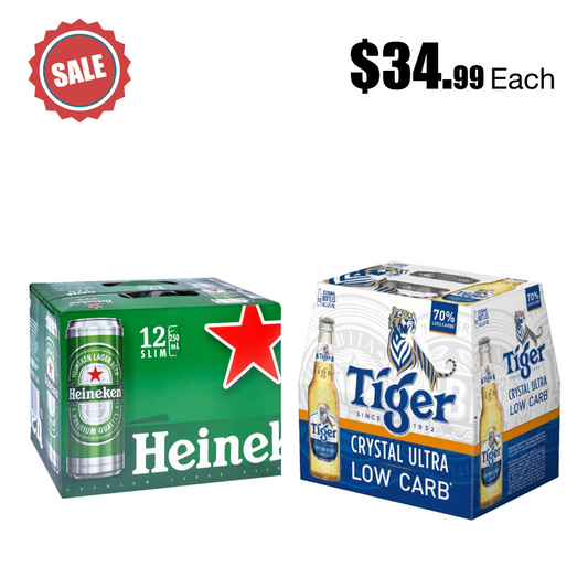 Tiger Crystal ULC 12x330ml/Heineken 12x250ml