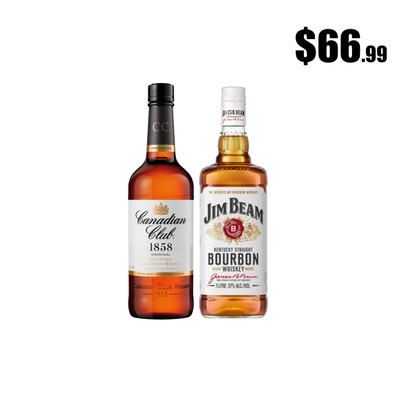 Jim Beam 1 litre or Canadian Club 1 Litre