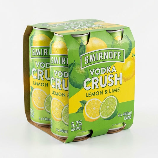 Smirnoff Vodka Crush Lemon & Lime 440ml cans 4pk 5.7%