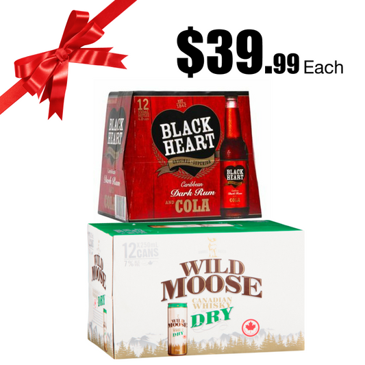 Black Heart 4.8% bottles/ Wild Moose 7% 250ml cans all 12pks