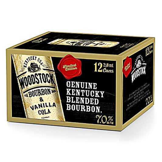 Woodstock Extra Bourbon and Vanilla Cola 7% 12pk 250ml Cans